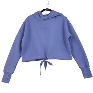 Shefit Cropped Sweatshirt Womens Size M Periwinkle Blue Hooded Drawstring Waist
